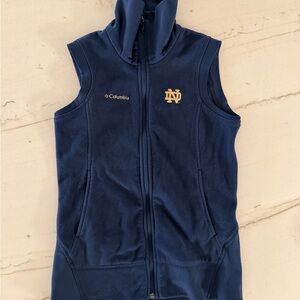 WOMEN'S Columbia Fleece Vest NAVY S Notre Dame Fighting Irish NCAA Full Zip